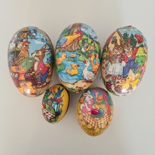 Vintage German papier-mâché Easter eggs. Decorative, fillable containers.