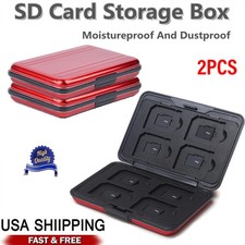 Water Resistant Hold Storage Memory Card Box Fit 8 SD 8 Micro SD TF A832 Red 2x