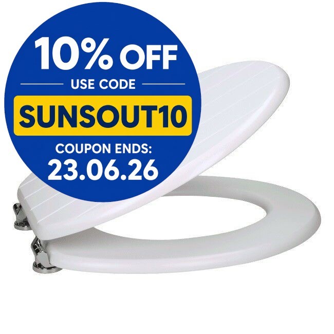 White Groove Design Wooden Bathroom Toilet Seat with Chrome Hinges