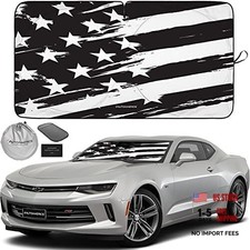 1-Piece Windshield Sun Shade B W Art SMALL  59 x 28.5 inches USA B W ART FLAG