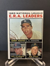 1964 Topps #1 National League E.R.A. Leaders featuring Sandy Koufax LA Dodgers