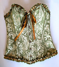 Long Line Floral Bustier Corset Bra Boned with Sashes, Small