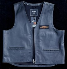Brand new HARLEY DAVIDSON Men's Black Leather Vest 2XLarge