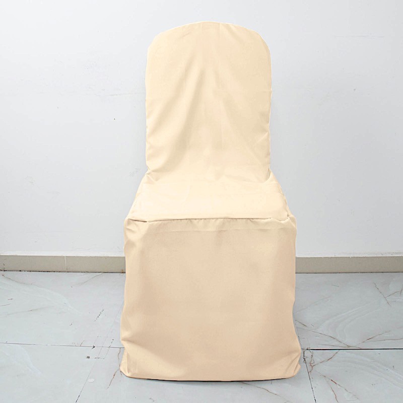 6 Beige Polyester BANQUET CHAIR COVERS Wedding Party Reception Decorations