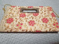 Embroidered Floral Handbag For Women. Made In India. 11 1/2" X 7".