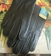 Vintage Boy’s Black Leather Gloves By Towncraft Size Large New