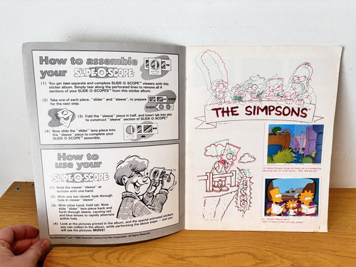 The Simpsons Diamond 1990 Sticker Album 3D Slide-O-Scope 100% Complete - Picture 3 of 9