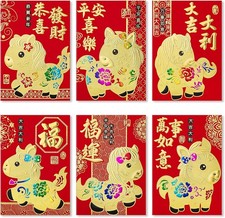 36pcs Red Envelopes Chinese New Year, Medium 36pcs , Cartoon Horse 2026