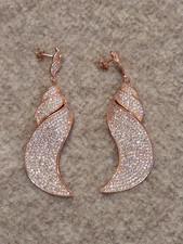 Rose Gold Sterling Silver 925 CZ Cubic Zirconia Dangling Earrings Made Italy