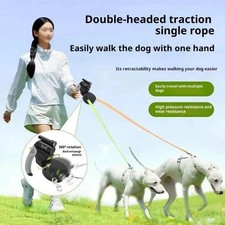 Retractable Double Dog Leash 3M Dual Rope with LED Light 360 Control