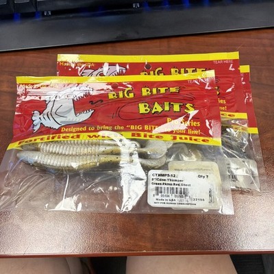 Big Bite Baits Pro Series 5  Cane Thumper 7pk Green Pumpkin Red Ghost (LOT OF 3)