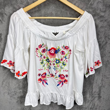 Umgee Womens Floral Embroidered Peasant Top M...