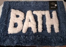 New Blue  White Bath Rug Plush Textured  BATH  20  X 30   D135 