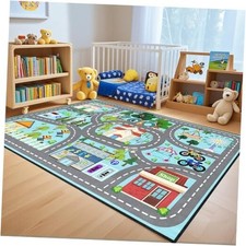 Car Rug Play Mat - Road Rug for Kids Boys Room, Fun Race Track Traffic Road