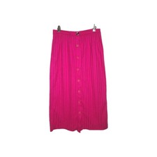 Vintage Halston III 3 Skirt Magenta Button Up Knit Stripe 50/50 Cotton Usa Made