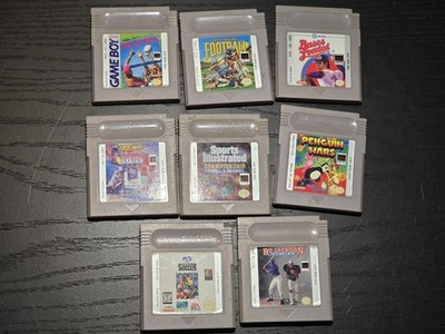 Gameboy Original Game Lot x8 Bo Jackson Bases Loaded Penguin Wars Volleyball