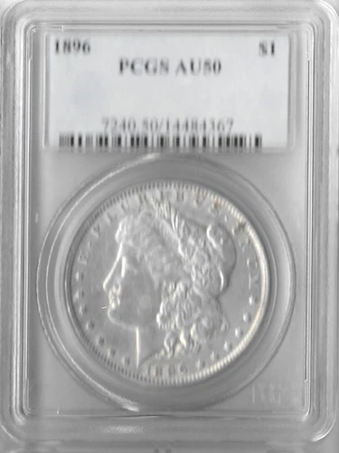 1896 $1 Morgan Silver Dollar Certified! Genuine PCGS AU50 Philadelphia Mint