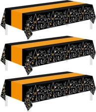 3 Pack Halloween Tablecloths,Disposable Plastic Tablecloths 54" X 108" Halloween