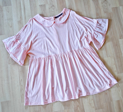 KIABI Shirt mit Kragen verspielt Volants Top M 38-40 Maße rosa made in Mauritius