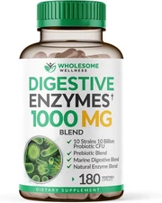 Digestive Enzymes 1000MG Plus-180 Capsules-with Amylase & Bromelain-Digestion