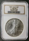 1997 $1 American Silver Eagle Dollar NGC MS69