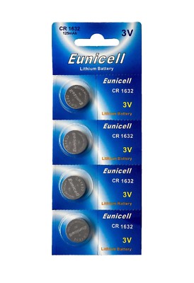       4 x CR1632 3V Lithium Batterie 120 mAh ( 1 Card a 4 Batterien ) Euni