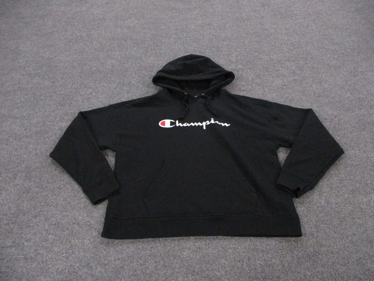 Champion Hoodie Sweatshirt Adult L Black Sweater Pullover Logo Spellout Womens eBay