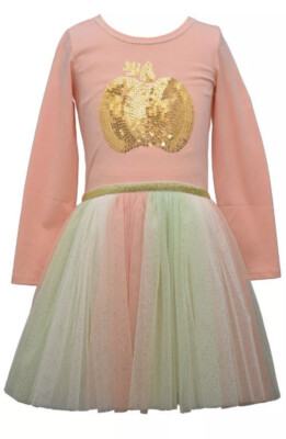 Bonnie Jean Toddler Girl's Long Sleeve Sequin Pumpkin Tutu Dress-Size 2T NWT