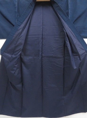 5019T07z960 Vintage Japanese Kimono Silk Men's  Plain Navy - Picture 7 of 7
