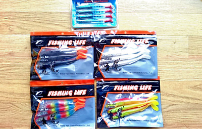 5 x Koike + Fishinglife Boot Angeln Barsch Seelachs Sandeel Gummiköder 4x6'' + 1x4''