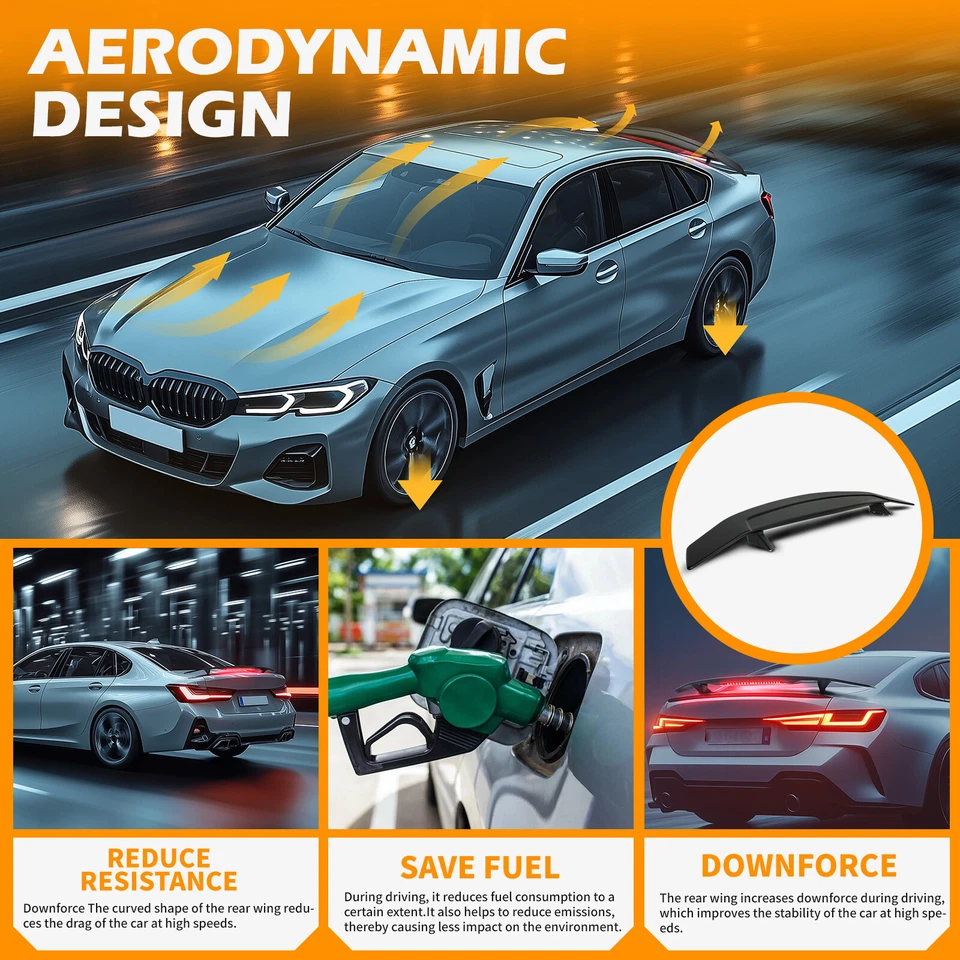 Alerón trasero deportivo de 52" con luz LED de freno para Ford Mustang 1970-1973 Foto 4 de 4