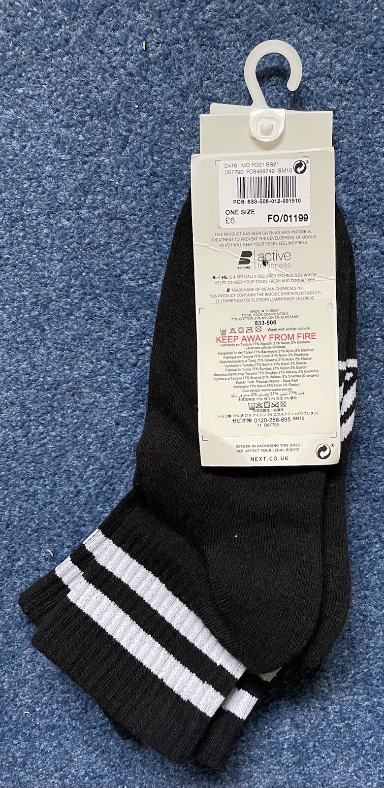 Next Ladies Active Freshness Cropped Ankle Cushion Sole Socks 2 Pairs