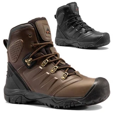 Mens Steel Toe Work Boots Waterproof Leather Industrial Boots Safety Boots