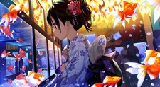 Anime Kimono Pecera Morena Niñas Yukata Amagai Jugar Juego Mat Escritorio