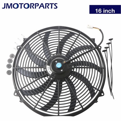 12V 16 inch Universal Slim Fan Push Pull Electric Radiator Cooling & Mount Kit
