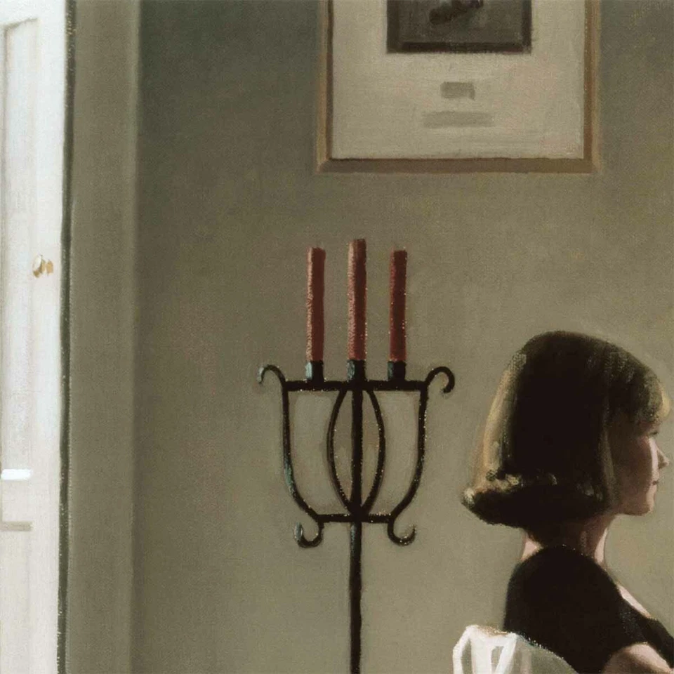 46W"x35H" EN PENSAMIENTOS DE TI por JACK VETTRIANO - MUJER DESCANSANDO SENTADA LONA DE TÉ Foto 3 de 4