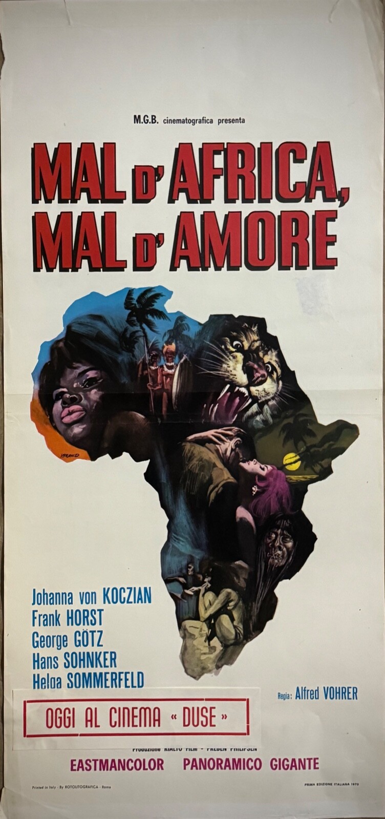 Locandina originale film MAL D'AFRICA... MAL D'AMORE! (1961) - Regia di Alfred Vohrer