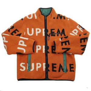 supreme reversible logo fleece jacket orange