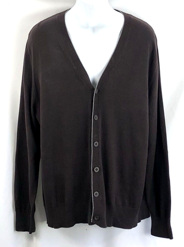 NWT Sonoma Cardigan Sweater L Brown V-Neck Button Up Long Sleeve Academia Preppy