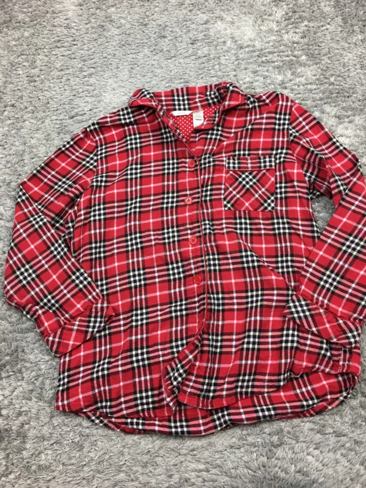 Camisa de pijama de franela Adonna para mujer talla XL roja manga larga algodón Foto 3 de 4