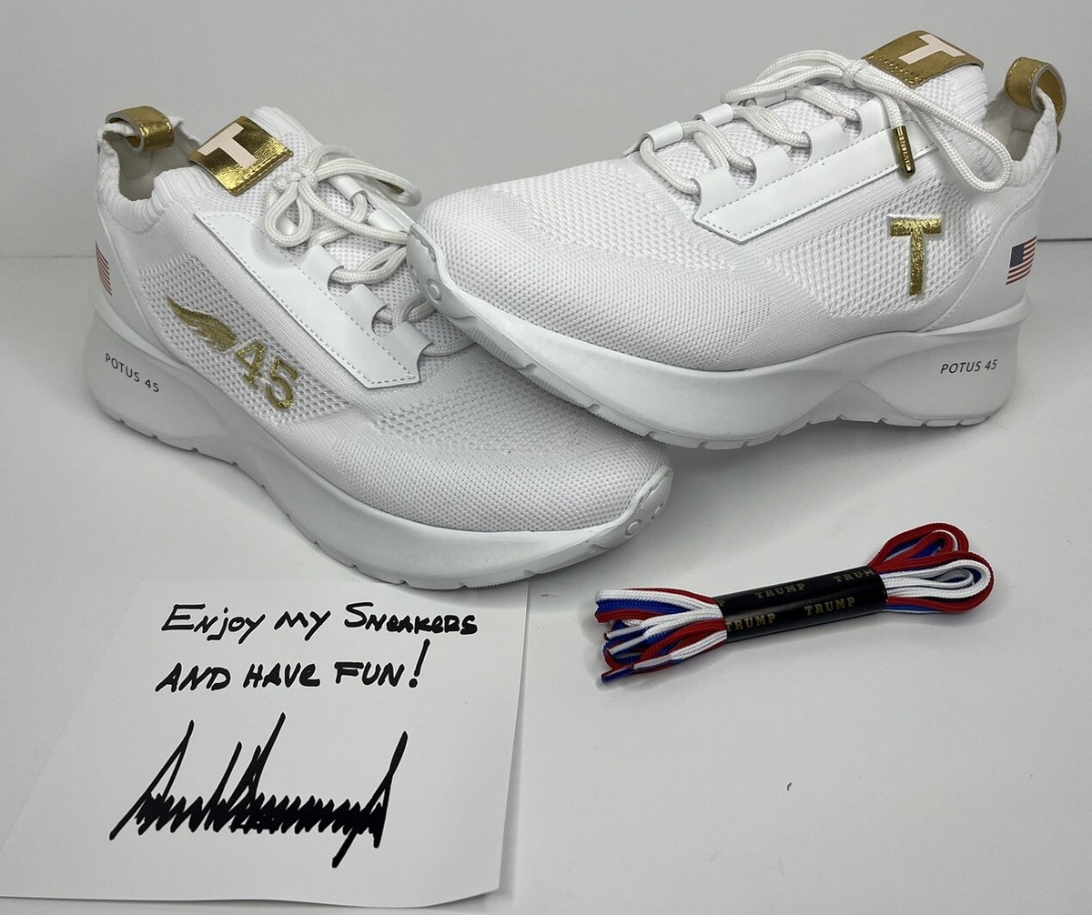 TRUMP POTUS 45 Sneaker,Size:M11/W12.5;In Hand Ready To Ship!Brand New Never Worn LOT PRESIDENT DONALD TRUMP POTUS T 45 US SNEAKERS MENS WHITE  main image 3