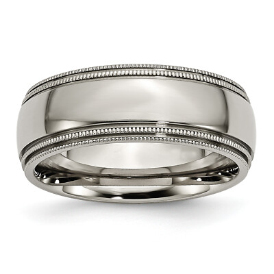 Chisel Titanium Polished 8mm Grooved and Beaded Edge Band TB135