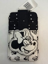 Disney Minnie Mouse Black & White Snap ID Wallet Card Holder NWT