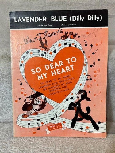 1948 Sheet Music Lavender Blue Dilly Dilly Walt Disney So Dear to My Heart - 第 1/4 張圖片