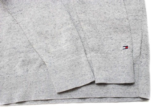 Tommy Hilfiger Cotton / Wool Pull Homme Petit Pull Mélange Ras Nek Gris - Imagen 5 de 8