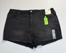 SO High-Rise Shortie Shorts Size 20 Washed Black Frayed Hem Juniors