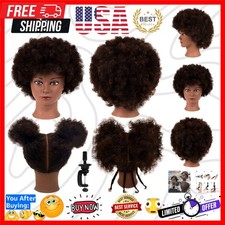 African Mannequin Head with 100 Human Hair Mannequin Head Curly Cosmetology ...