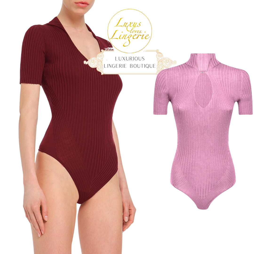 Merino Rib String Body By Wolford L Large Punchy Pink Made Of 100% Virgin Wool