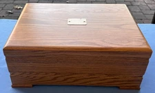 Reed & Barton Solid Wood 2-Level Silver Box Chest for Safe Storage Flatware Set