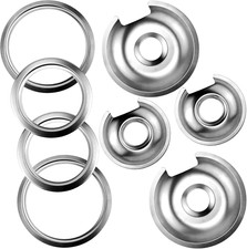 Burner Drip Pans 2 Large 8'' WB32X10013 2 Small 6'' WB32X10012 Chrome Drip Pan